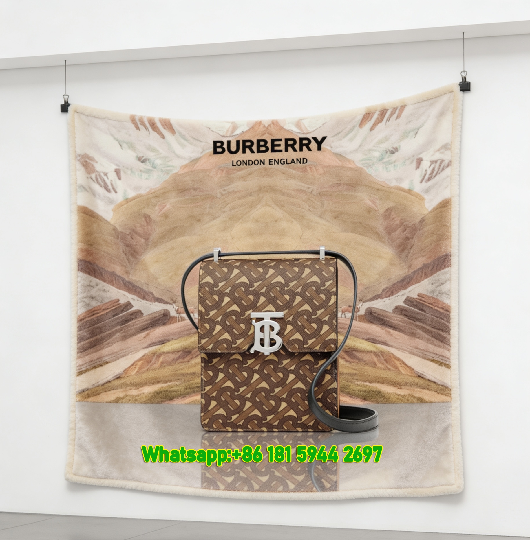 Burberry Monogram Bag Print Flannel Sofa Throw Blanket B210